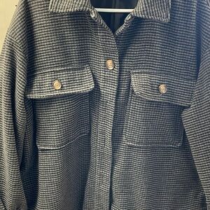 Women's Grey and Black Checked Shacket